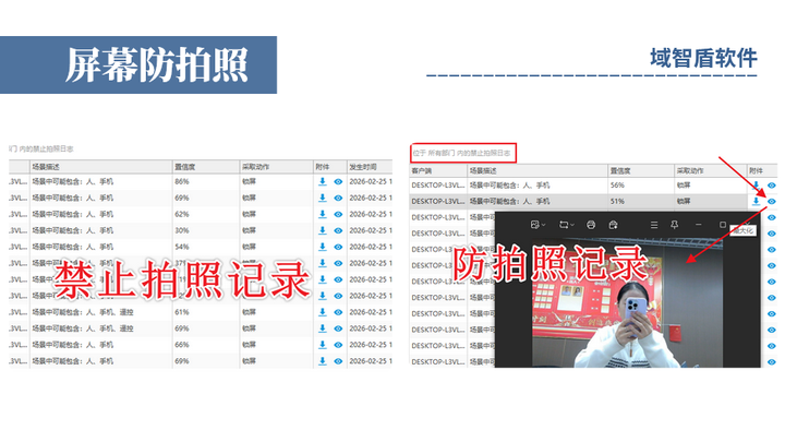 怎么防止手机拍照泄密?域智盾软件的电脑屏幕防拍照功能介绍,26年甄选!(图2) 怎么防止手机拍照泄密?域智盾软件的电脑屏幕防拍照功能介绍,26年甄选!(图2)