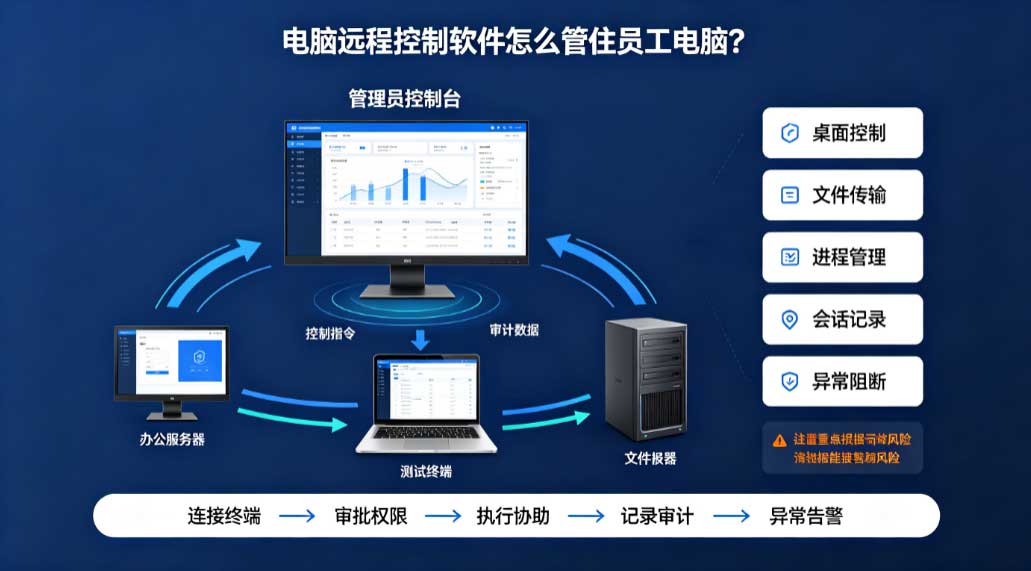 电脑远程控制软件怎么管住员工电脑?IT 老张的三个远程现场,讲清协助、管控、运维(图3) 电脑远程控制软件怎么管住员工电脑?IT 老张的三个远程现场,讲清协助、管控、运维(图3)