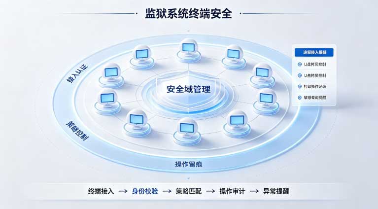 监狱系统终端安全怎么做?档案加密、U盘封堵、违规外联即断,三层收口(图3) 监狱系统终端安全怎么做?档案加密、U盘封堵、违规外联即断,三层收口(图3)
